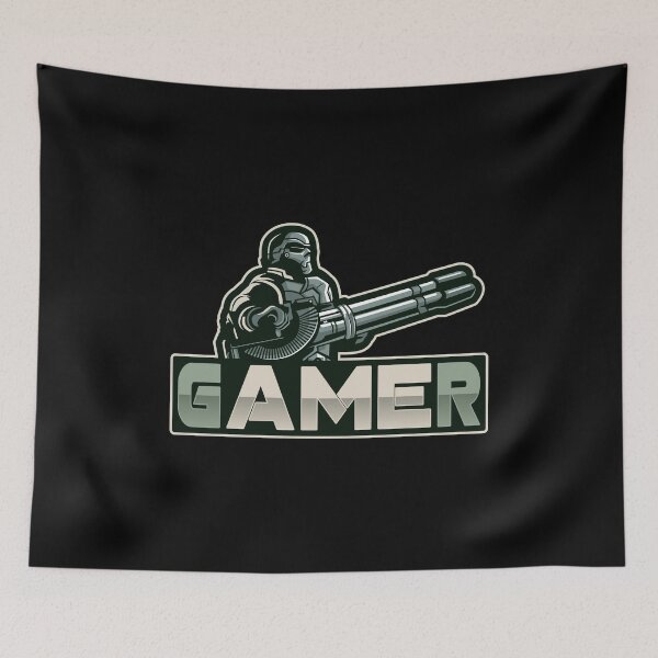 Item preview, Gamer with Soldier holding Heavy Machine Gun designed and sold by PRIVARSHU.