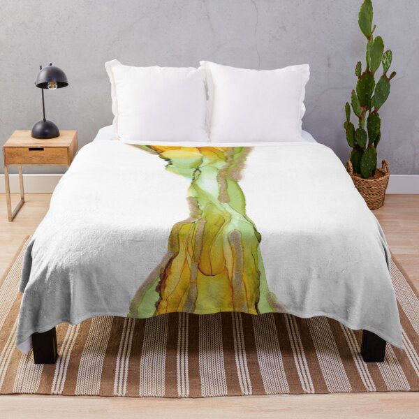 Item preview, Gold and Green Abstract Landscape 42722 Modern Ink Painting by Herzart designed and sold by herzart.