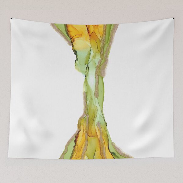Item preview, Gold and Green Abstract Landscape 42722 Modern Ink Painting by Herzart designed and sold by herzart.