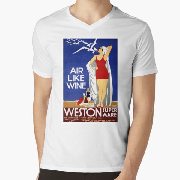Art Deco Travel: Weston-super-Mare V-Neck T-Shirt