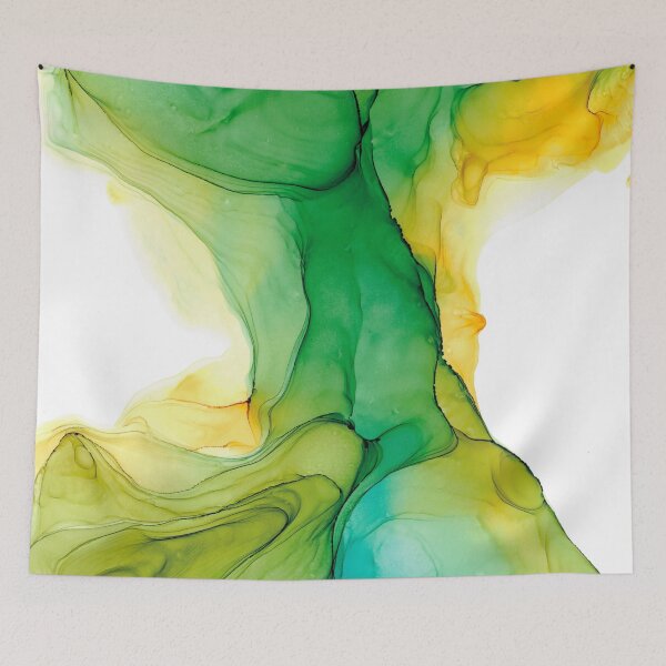 Item preview, Green Gold and Turquoise Flow 42722 Modern Abstract painting by Herzart designed and sold by herzart.