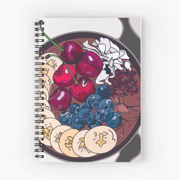 Item preview, Flat lay Smoothie bowl, Açai bowl with cherry, banana, blueberry, cocao, coconut designed and sold by FlamesandFrost.