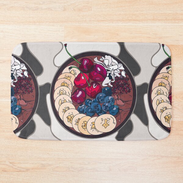 Item preview, Flat lay Smoothie bowl, Açai bowl with cherry, banana, blueberry, cocao, coconut designed and sold by FlamesandFrost.