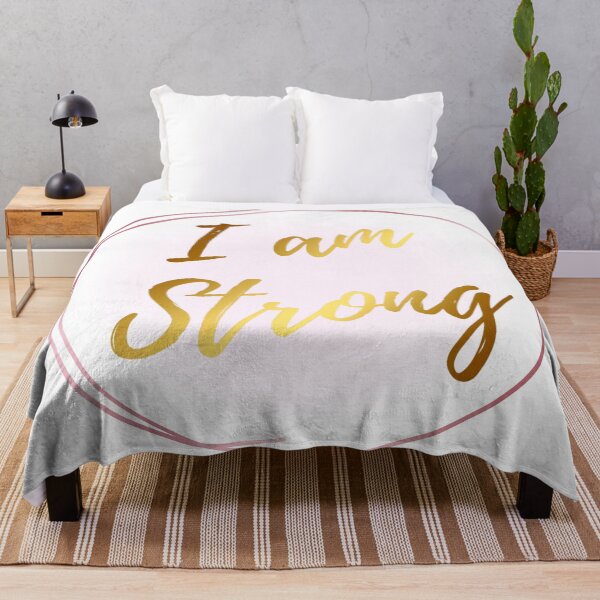 Item preview, I Am Strong Mantra Pink and Gold Silhouette Design designed and sold by TacoRose.