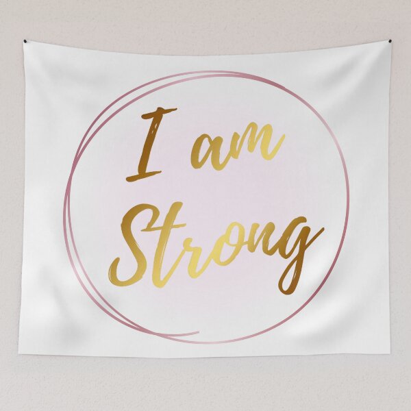 Item preview, I Am Strong Mantra Pink and Gold Silhouette Design designed and sold by TacoRose.