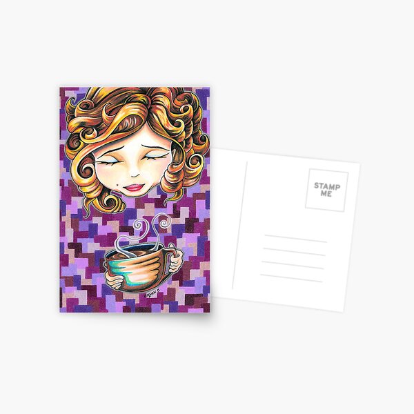 Curls and Coffee Swirls Postcard