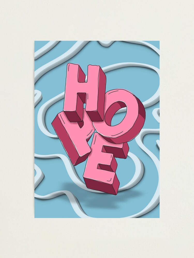Lámina fotográfica « Hope Letras 3D rosa sobre azul» de borderland ...