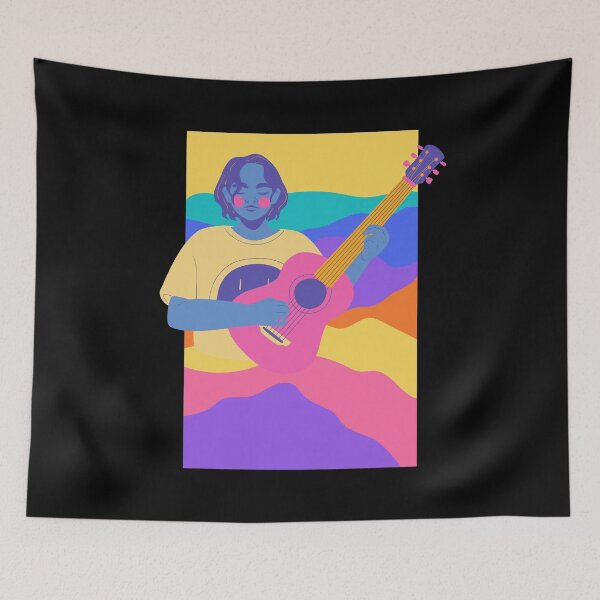 Item preview, Cool Neon Colourful Girl Guitarist Art For Music Lovers And Musicians designed and sold by Funwithmusic.