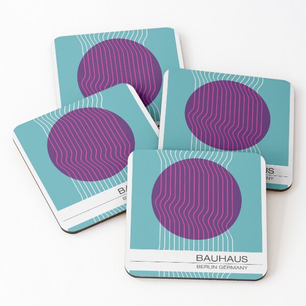 Item preview, Bauhaus - Retro / Art Deco architecture discipline from Berlin, Germany - Available in posters, etc - Wavy Purple & Green - White Background designed and sold by ArcFoundationCo.