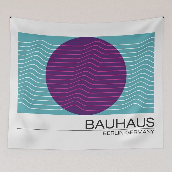 Item preview, Bauhaus - Retro / Art Deco architecture discipline from Berlin, Germany - Available in posters, etc - Wavy Purple & Green - White Background designed and sold by ArcFoundationCo.