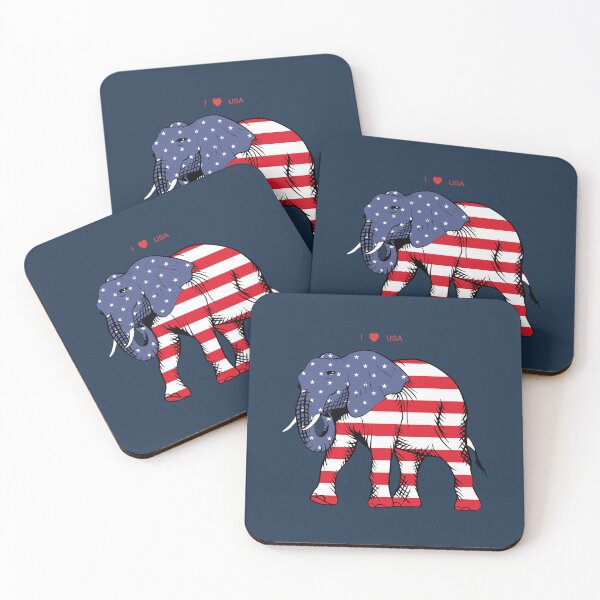 Item preview, I love USA, Independence Day - Elephant in American flag designed and sold by DesignNIO.