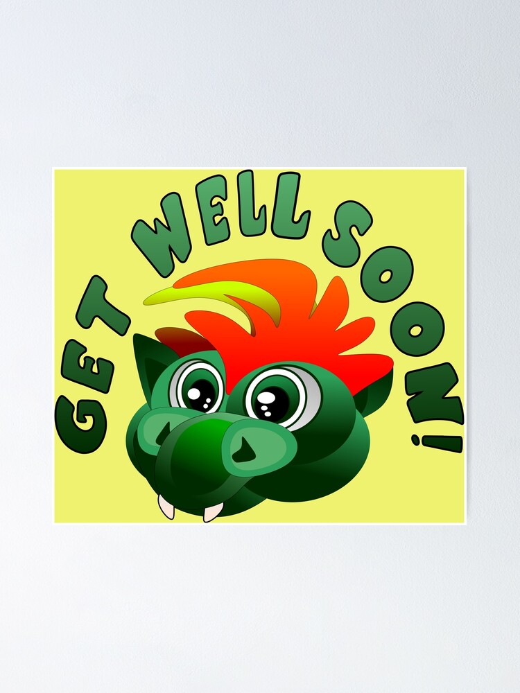 Get Well Soon Dinosaur Poster For Sale By Minimalartstory Redbubble