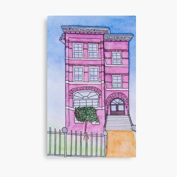 Cute pink house in watercolour Canvas Print