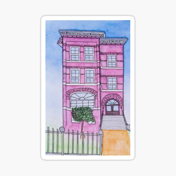 Cute pink house in watercolour Sticker