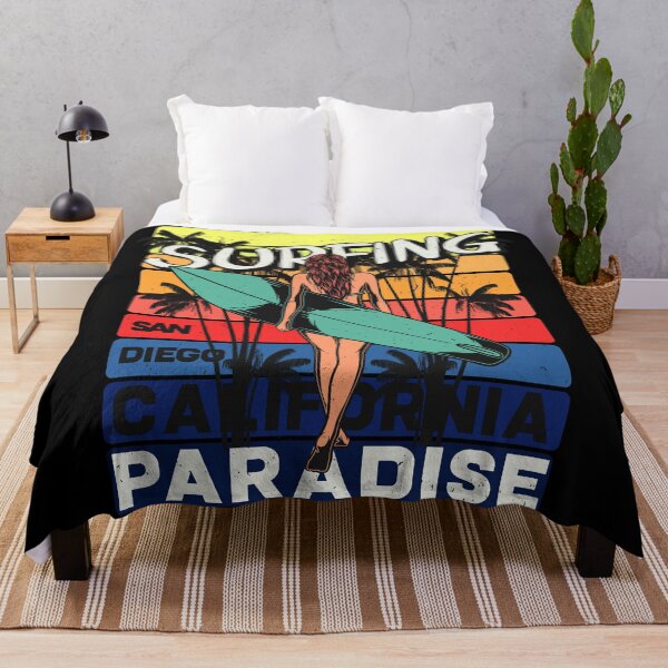 Item preview, Surfing Paradise San Diego California - Different color bars with a female surfer and surboard designed and sold by velisani.
