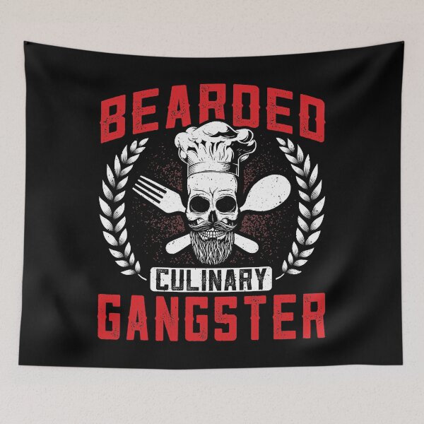Item preview, Bearded Culinary Gangster Chef Skull Cooking BBQ Grilling designed and sold by ibarrbeat.