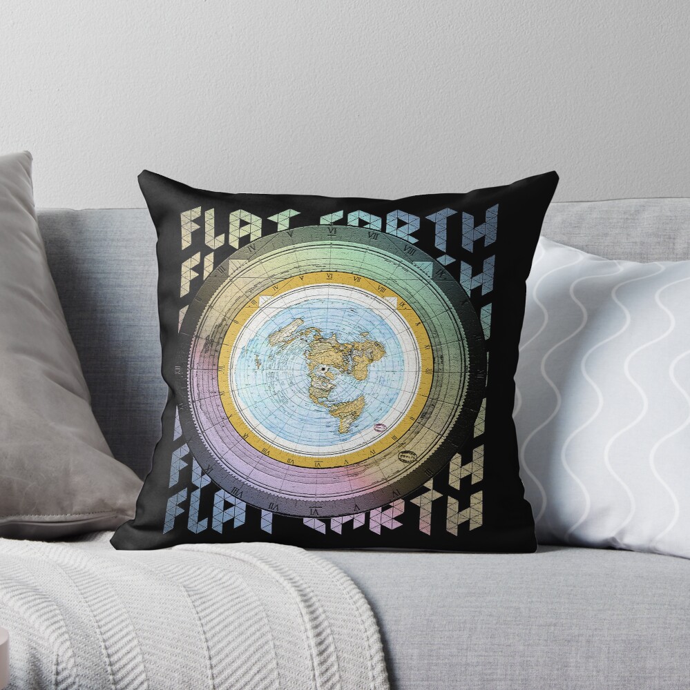 Flat Earth Designs - Flat Earth Map Azimuthal Equidistant Projection Cojín