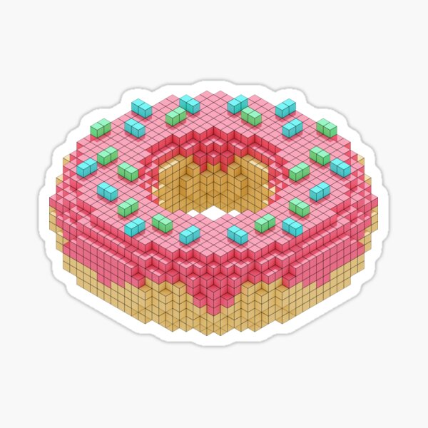 Voxel Pink Sprinkle Donut Sticker