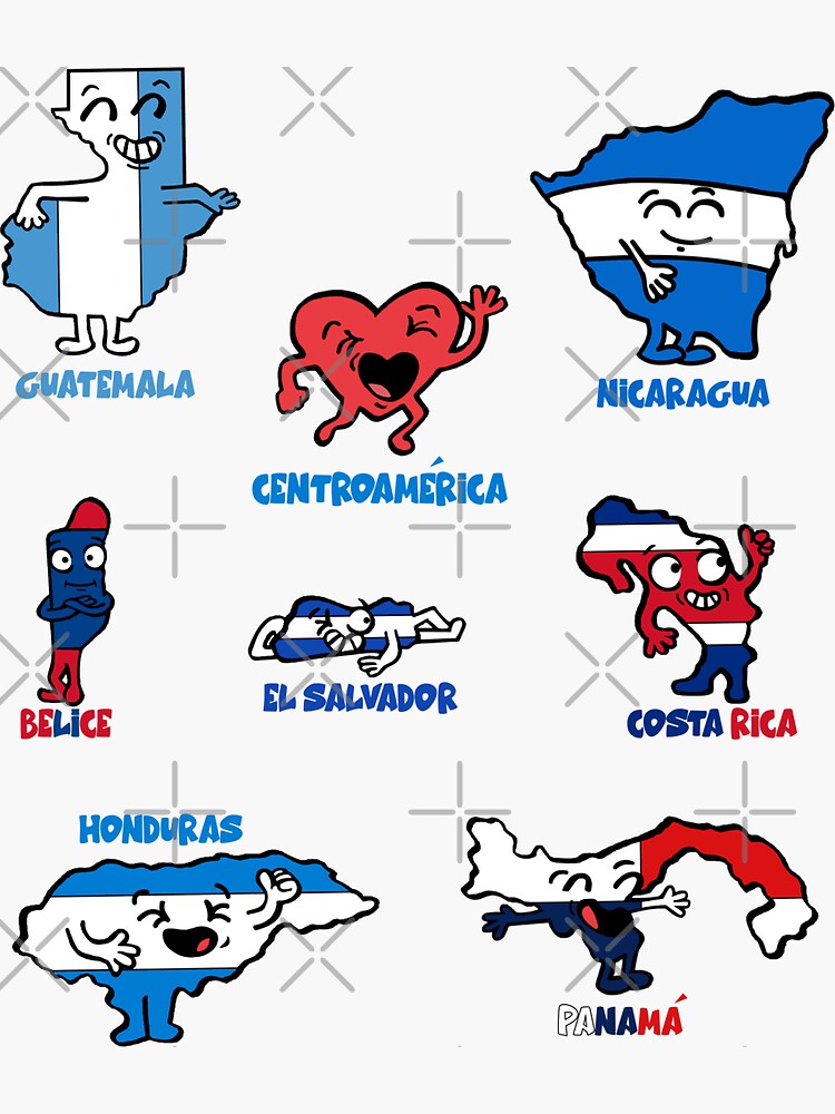 "Central America maps with flags Stickers set" Sticker by