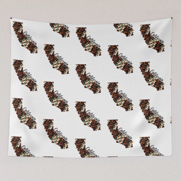Item preview, Floral Map of USA States California - Map of California designed and sold by AmethystMurad.
