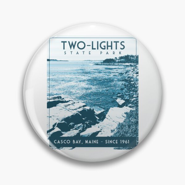 Item preview, Two Lights State Park, Maine.  Art Deco Travel Poster style designed and sold by RischDesigns.