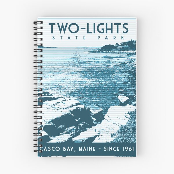 Item preview, Two Lights State Park, Maine.  Art Deco Travel Poster style designed and sold by RischDesigns.