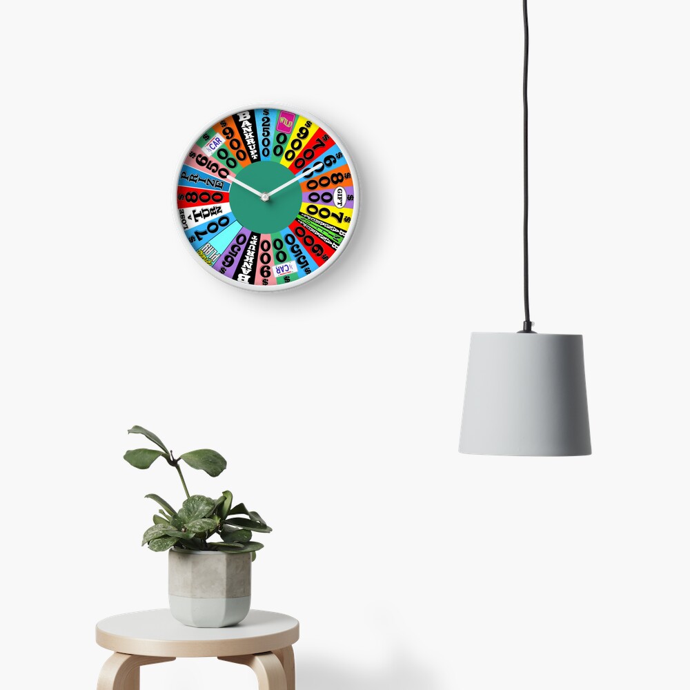 Wheel with prizes, $ amounts Clock