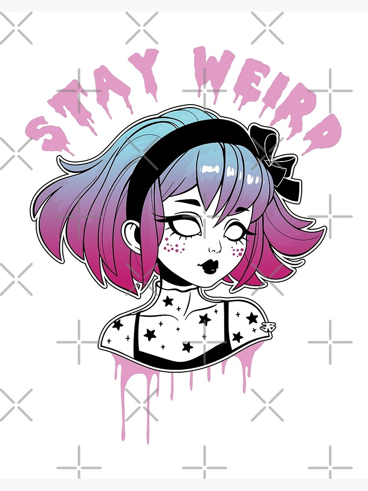 Stay Weird Pastel Goth - Creepy Cute Girl / white background | Art Board  Print