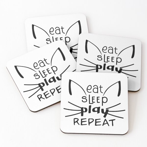 Item preview, Funny cat Eat sleep play repeat quote designed and sold by pixeldizajn.