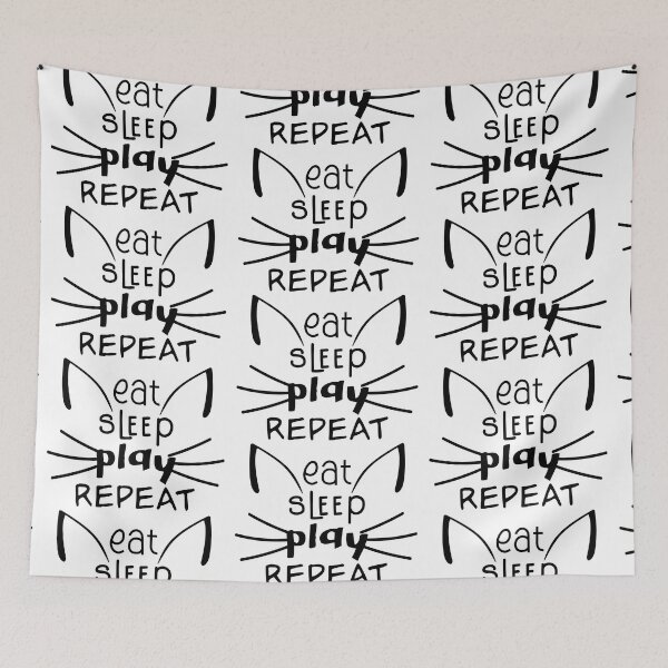 Item preview, Funny cat Eat sleep play repeat quote designed and sold by pixeldizajn.