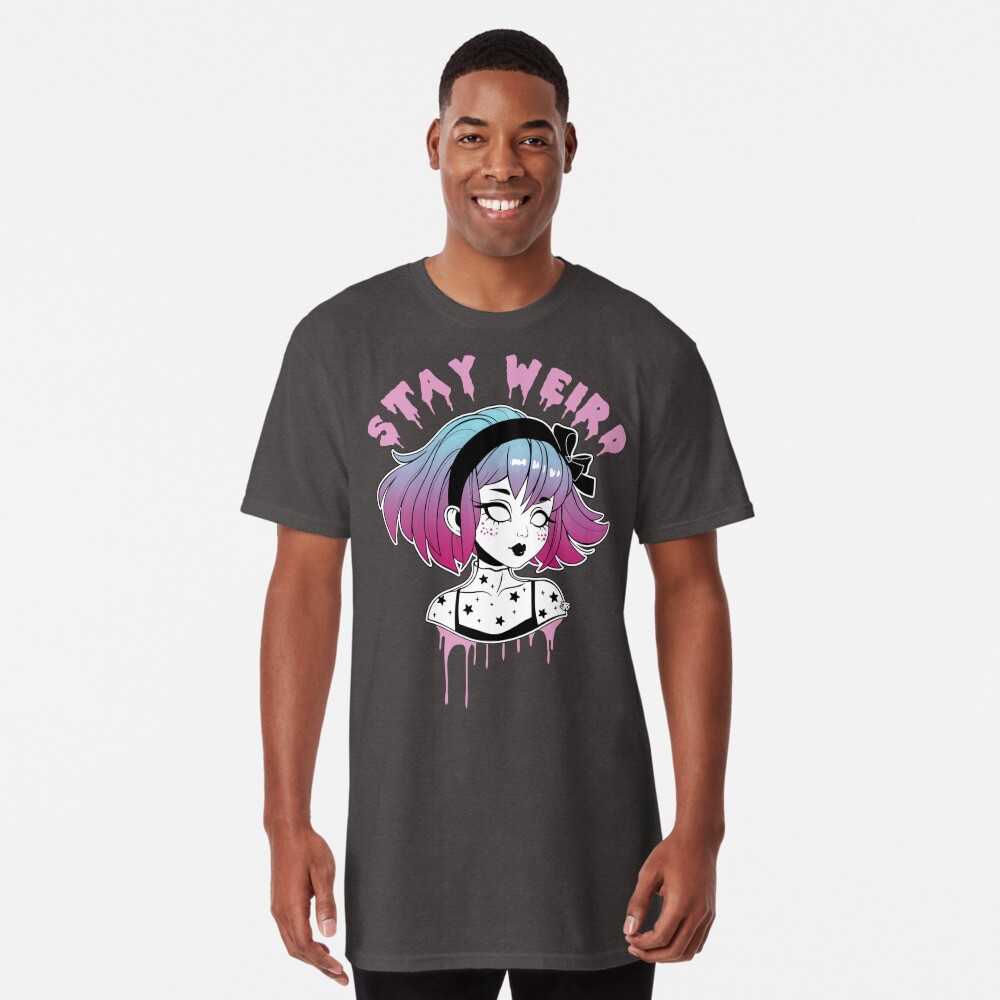 Stay Weird Pastel Goth - Creepy Cute Girl / pink background Pin