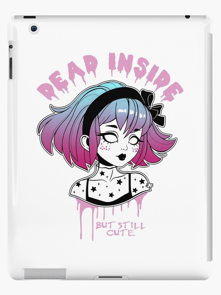 Cute gothic anime girl with her goth cat kawaii Japanese style cool design  | iPad Case & Skin