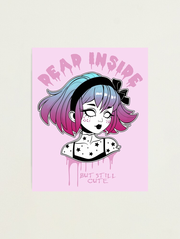 Dead Inside Pastel Goth - Creepy Cute Girl / pink background Photographic  Print for Sale by Ikaroots