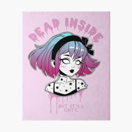 Dead Inside Pastel Goth - Creepy Cute Girl / pink background | Poster