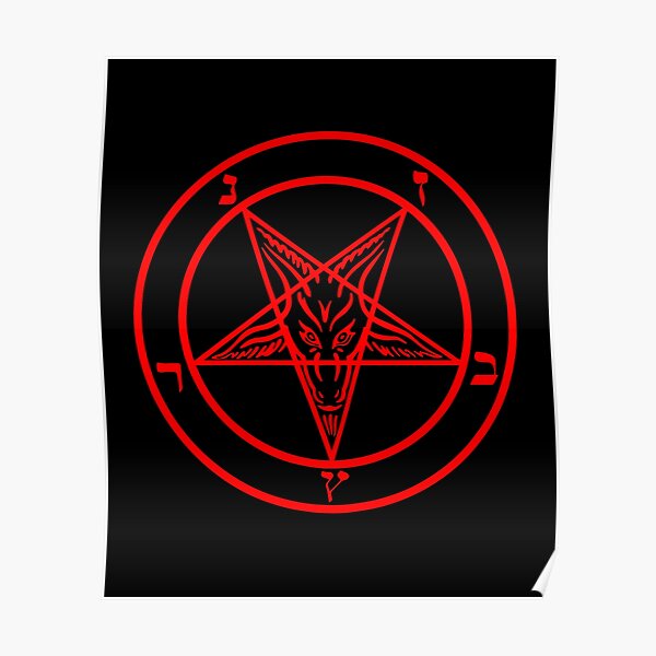 Inverted Pentagram with Baphomet Goat Poster