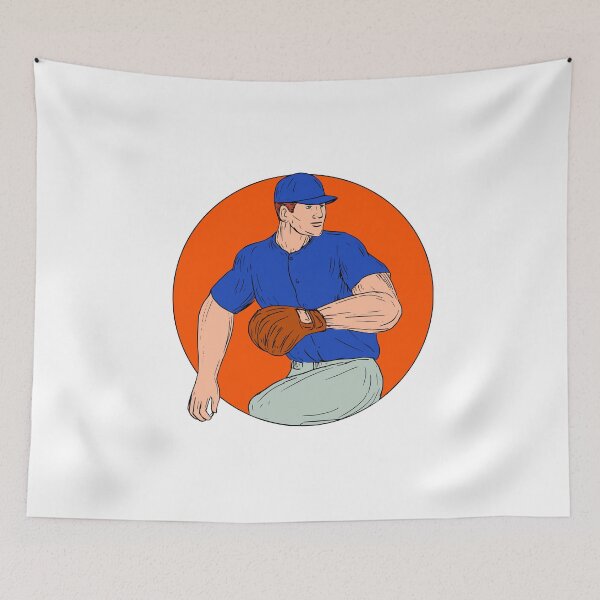 Item preview, Baseball Pitcher Ready To Throw Ball Circle Drawing designed and sold by patrimonio.
