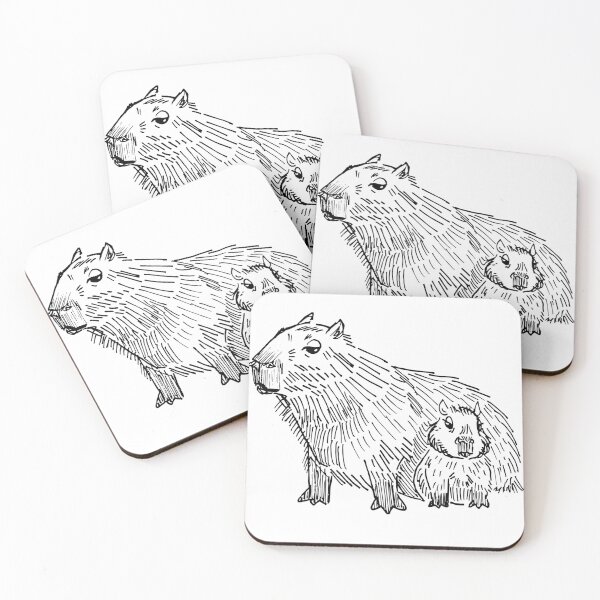 Item preview, Capybara Mom And Baby Chilling Illustration designed and sold by lostnautilus.