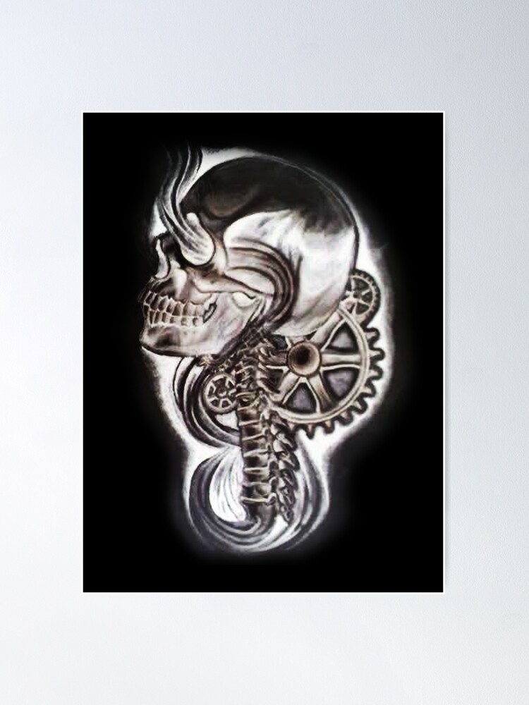 額縁 tatoo studio yamada IRON SKULL POSTER Tattoo Studio Shop Flash Single Brandon Bond Poison Free