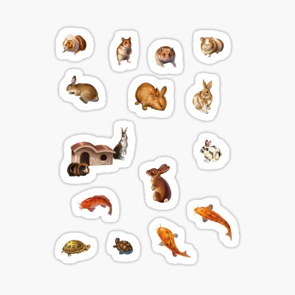 Conejitos, hámsteres, conejillos de indias, peces y tortugas Pegatina