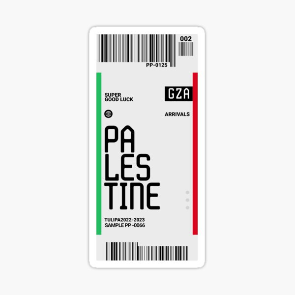 Vista previa del artículo con la obra «Billete de viaje a Palestina Tarjeta de embarque a Palestina», diseñado y vendido por TulipaGraphics.
