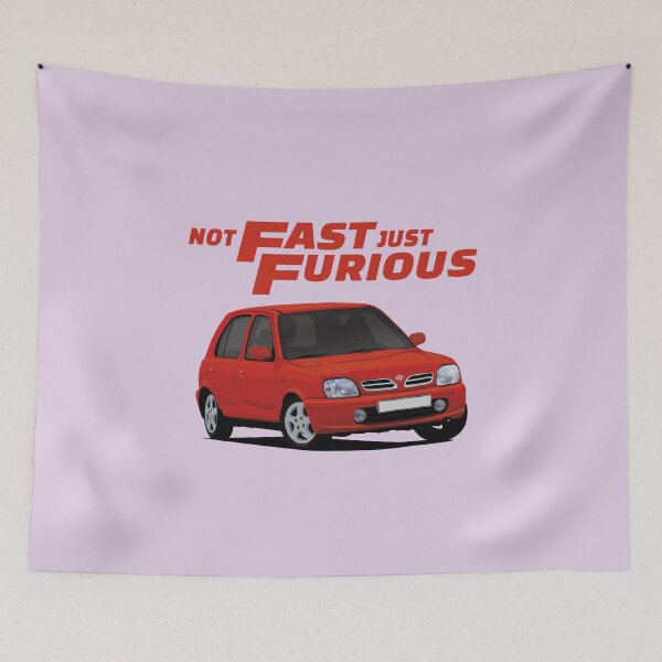 Item preview, Not Fast - Just Furious with a red Nissan Micra / March designed and sold by knappidesign.