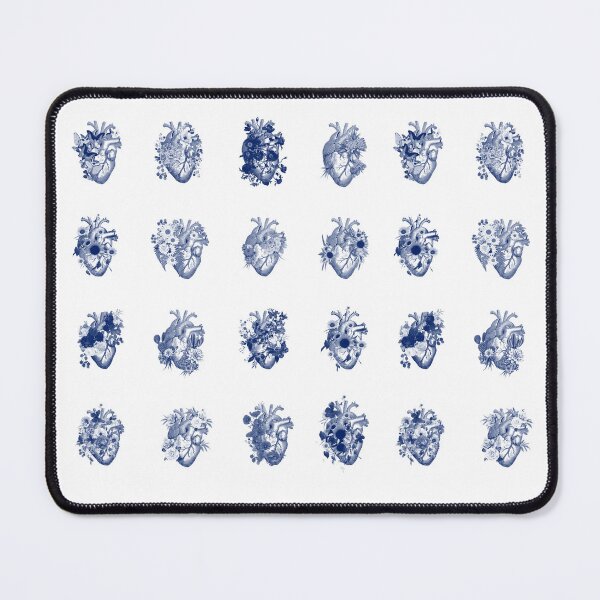 Item preview, Floral human heart blue vintage art, heart flowers illustration art, anatomy illustrations designed and sold by Collagedream.