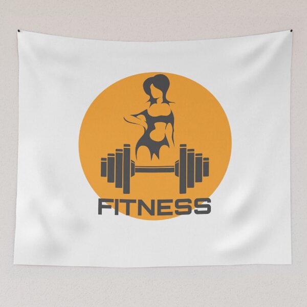 Item preview, Fitness Logo with Dumbbell and Female Silhouette designed and sold by devaleta.
