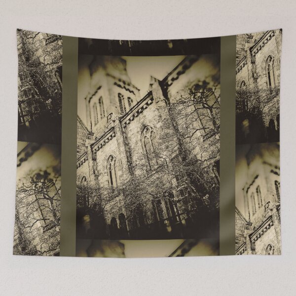 Item preview, Neo-Gothic Church Architectural Sepia Photography Design designed and sold by EarthArtDesigns.