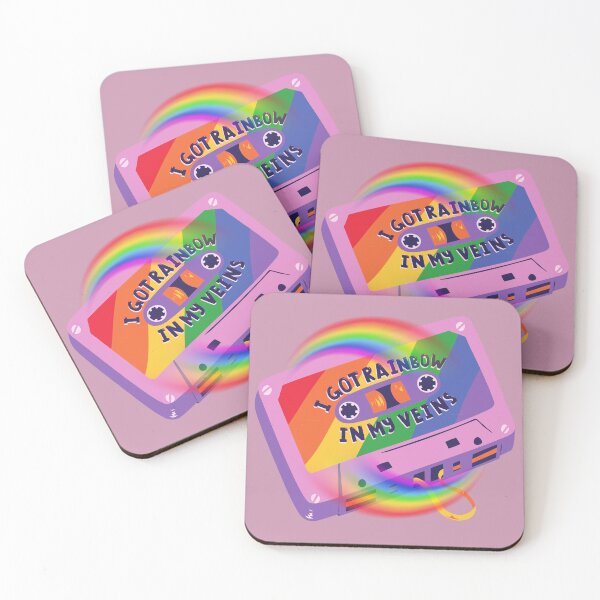 Item preview, A brightly colored, quirky cassette tape in rainbow shades.I got rainbow in my veins designed and sold by ditzy-designs.