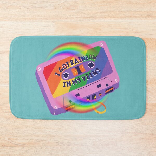 Item preview, A brightly colored, quirky cassette tape in rainbow shades.I got rainbow in my veins designed and sold by ditzy-designs.
