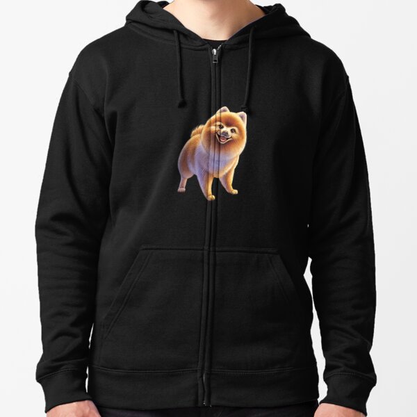 Adorable, fluffy and happy Pomeranian Zipped Hoodie