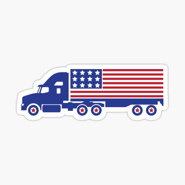 Truck Driver American USA Flag Patriotic Trucker' Sticker