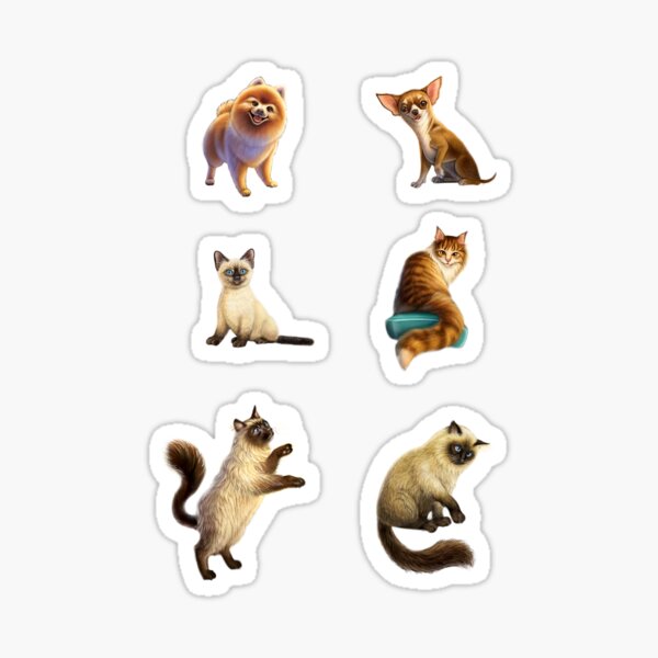 Six dog and cat stickers Sticker