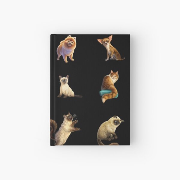 Six dog and cat stickers Hardcover Journal